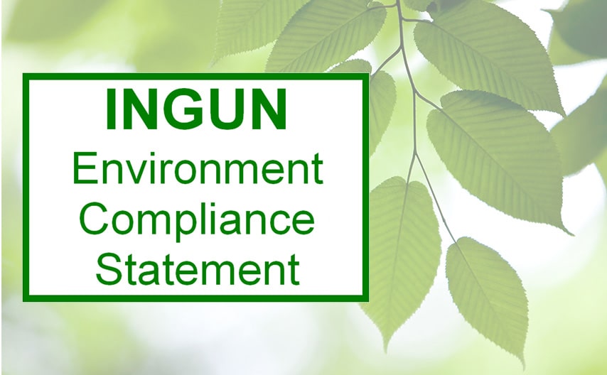 INGUN environmental compliance statement with green leaves in the backgroud